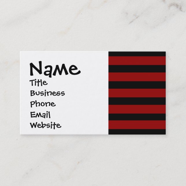 Red and Black Thick Striped Layer Pattern Business Card (Front)