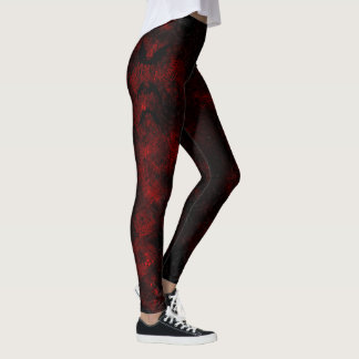 Red and Black Tie Dye Bat Leggings