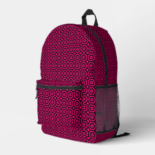 Red and black trendy geometric art deco pattern  printed backpack