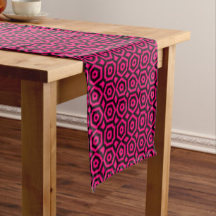 Red and black trendy geometric art deco pattern short table runner