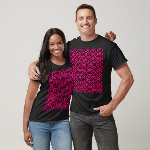 Red and black trendy geometric art deco pattern T-Shirt