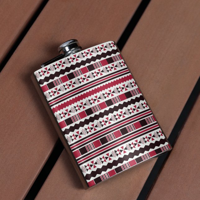 Red and Black Tribal Pattern Hip Flask (Creator Uploaded)