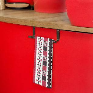 Red and Black Tribal Pattern Tea Towel
