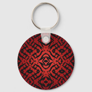 Red and black tribal shapes pattern key ring