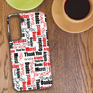 Red and Black Typography Multilingual Thank You Samsung Galaxy Case