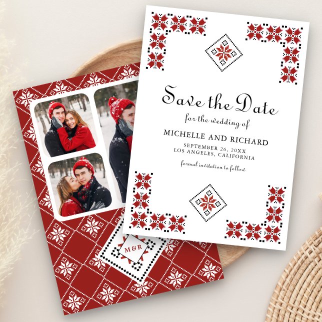 Red and Black Ukrainian Embroidery Wedding Save The Date (Creator Uploaded)