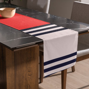 Red and Black Uniform Stripes Long Table Runner