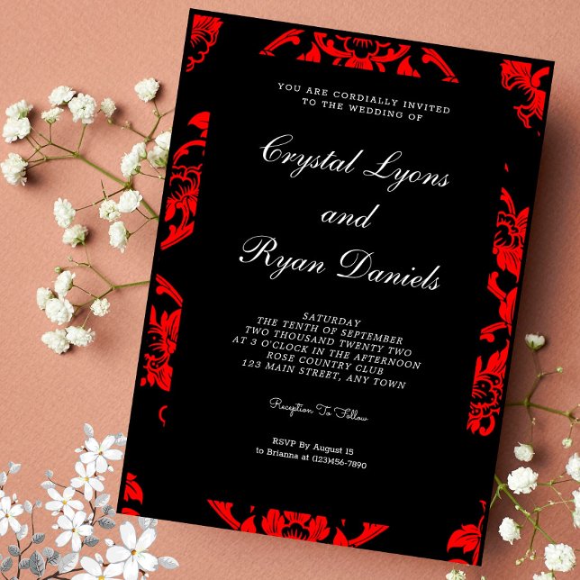Red and Black Victorian Wedding Invitation (Creator Uploaded)