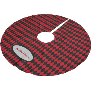Red and Black Vintage Harlequin Brushed Polyester Tree Skirt