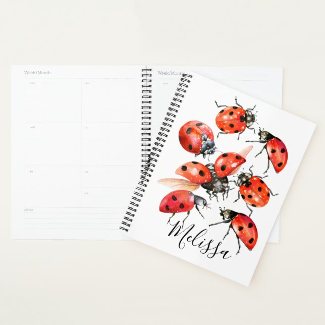 Red and Black Watercolor Ladybug  Planner (Display)