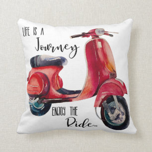 Red and Black Watercolor Scooter Bike Cushion