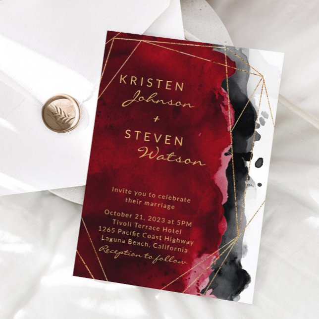 Red and Black Watercolor Wedding Invitation (Creator Uploaded)