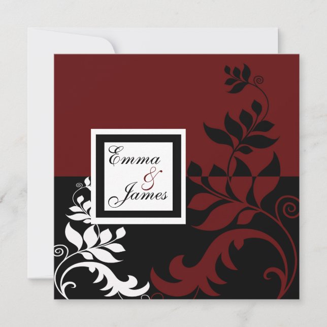 Red and Black Wedding Invitation (Front)