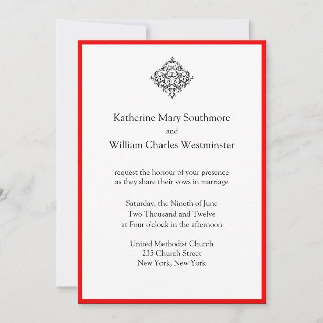 Red And Black Wedding Invitations (Front)