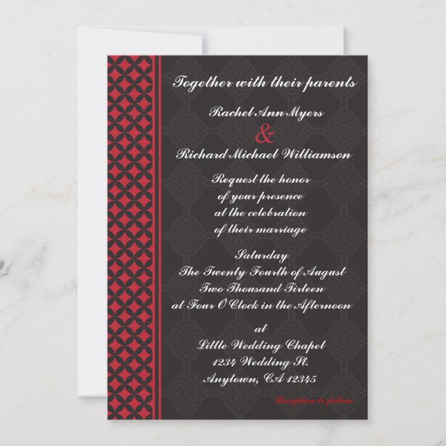 Red and Black Wedding Invitations (Front)