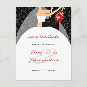 Red and Black Wedding Save the Date Postcards