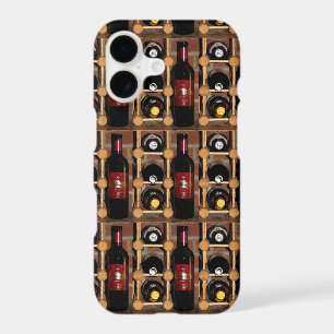 Red and Black Wine Bottles in Rack iPhone X Case