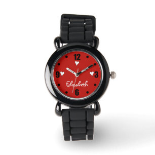 Red and black with hearts and name watch