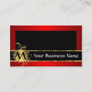 Red and black with monogram business card