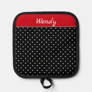 Red and Black with White Polka Dots Pot Holder