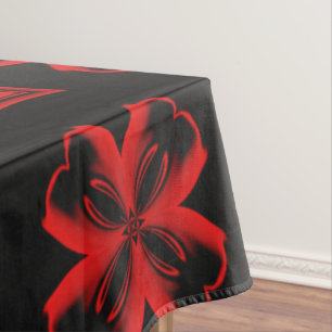 Red and Black X and Square Kaleidoscope Pattern Tablecloth