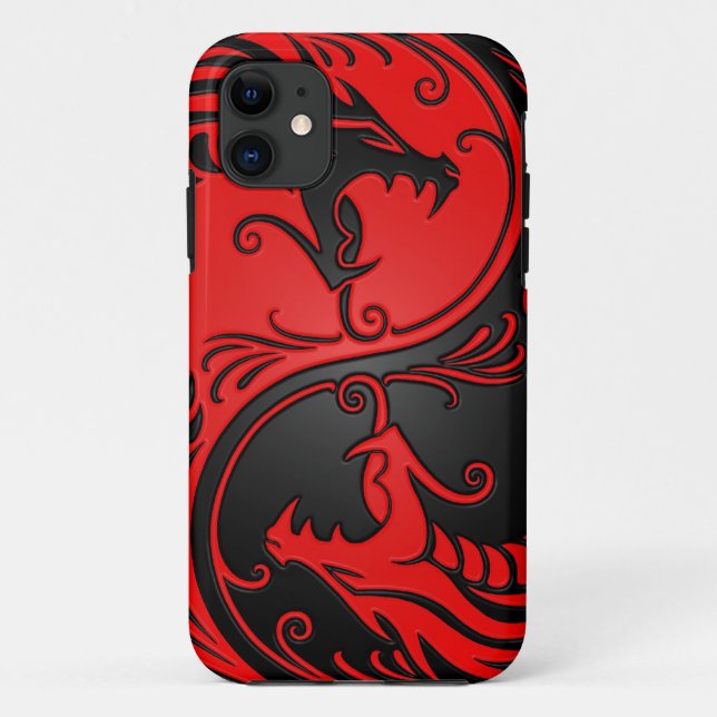 Red and Black Yin Yang Dragons Case-Mate iPhone Case (Back)