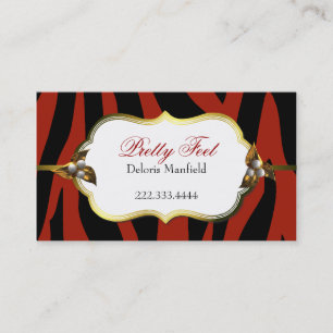 Red and Black Zebra Print Business Card