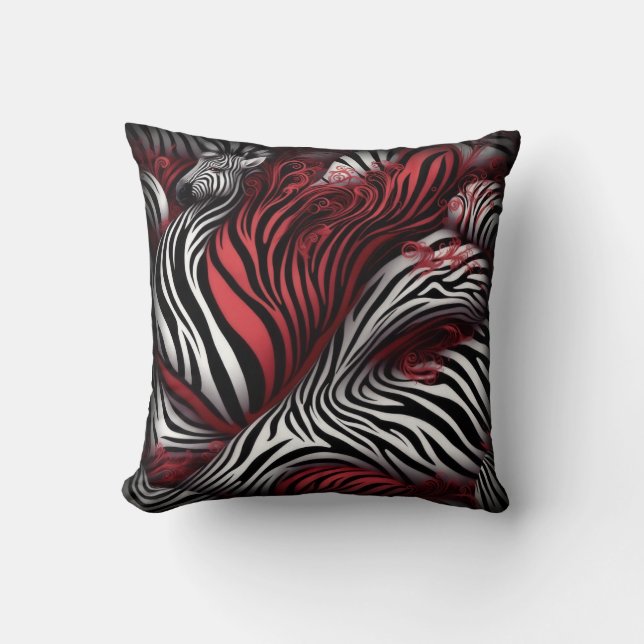 Red and Black Zebra Print Pillow (Front)