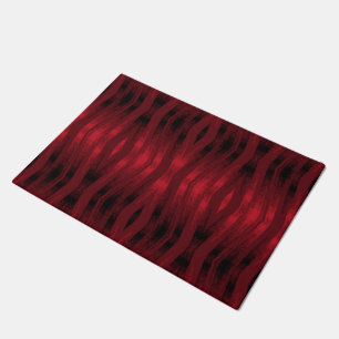 Red and black zigzag ikat doormat