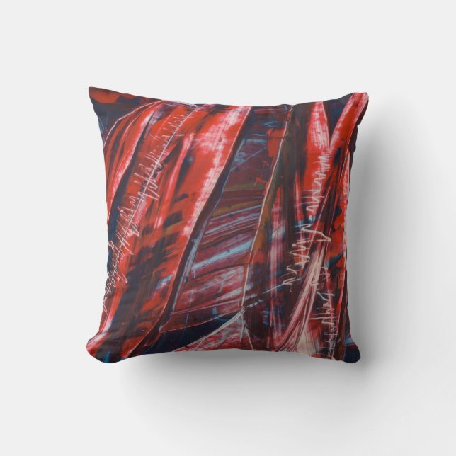 Red and Blue Abstract Cushion (Front)