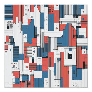 Red and Blue Abstract Design Wall Decoration