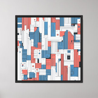 Red and Blue Abstract Design Wall Decoration Canvas Print
