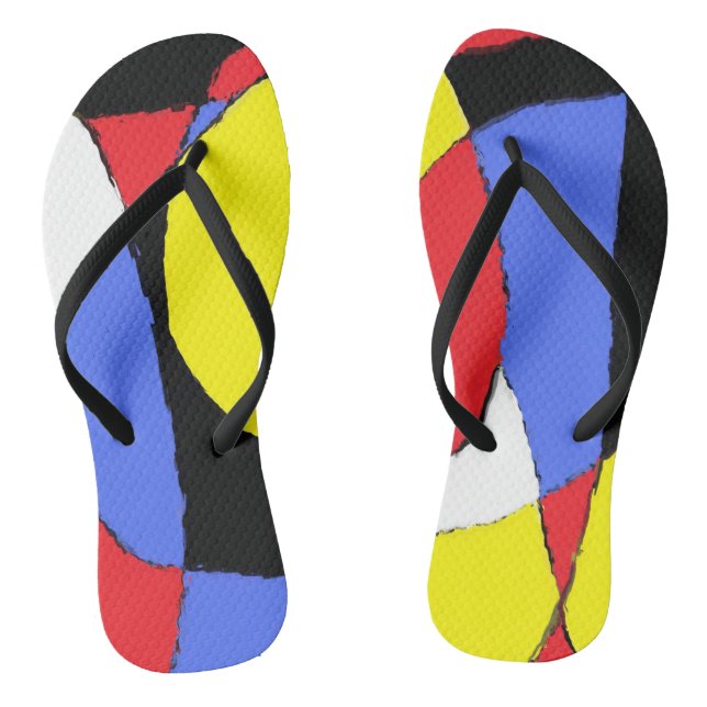 Red and Blue Abstract Jandals (Footbed)