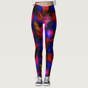 Red and Blue Abstract Swirls Leggings
