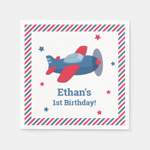 Red and Blue Aeroplane Boys Birthday Party Supplie Napkin