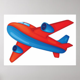 Red And Blue Aeroplane Poster