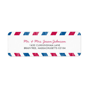 Red and Blue Airmail RETURN ADDRESS Mailing