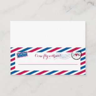 Red and Blue Airmail Wedding Seating Card