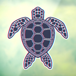 Red And Blue Anaglyph 3D Glitch Effect Sea Turtle