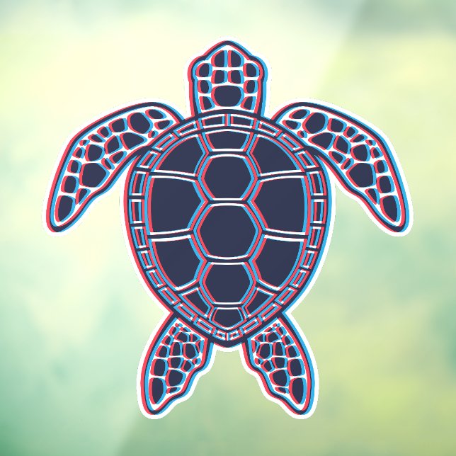 Red And Blue Anaglyph 3D Glitch Effect Sea Turtle (Sheet 3)