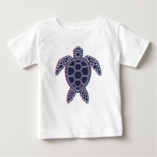 Red And Blue Anaglyph 3D Glitch Effect Sea Turtle Baby T-Shirt