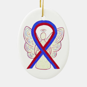 Red and Blue Awareness Ribbon Angel Ornament