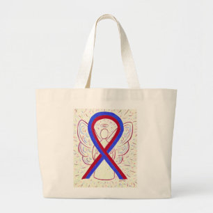 Red and Blue Awareness Ribbon Custom Art Tote Bag