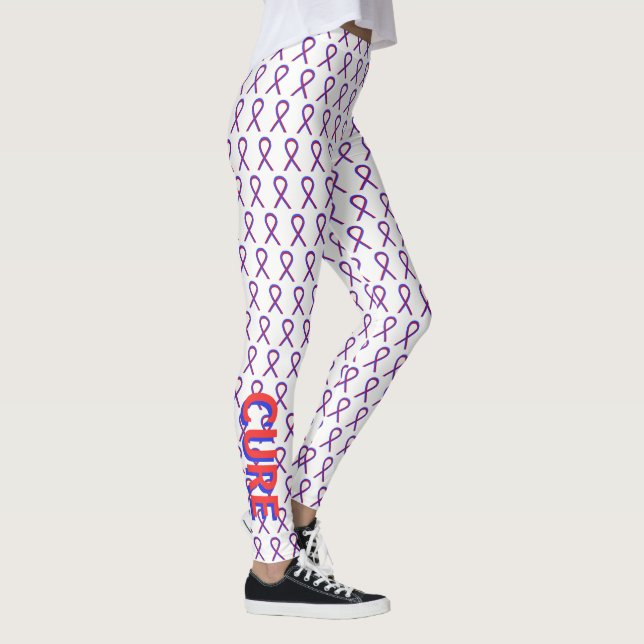 Red and Blue Awareness Ribbon Custom Leggings (Right)