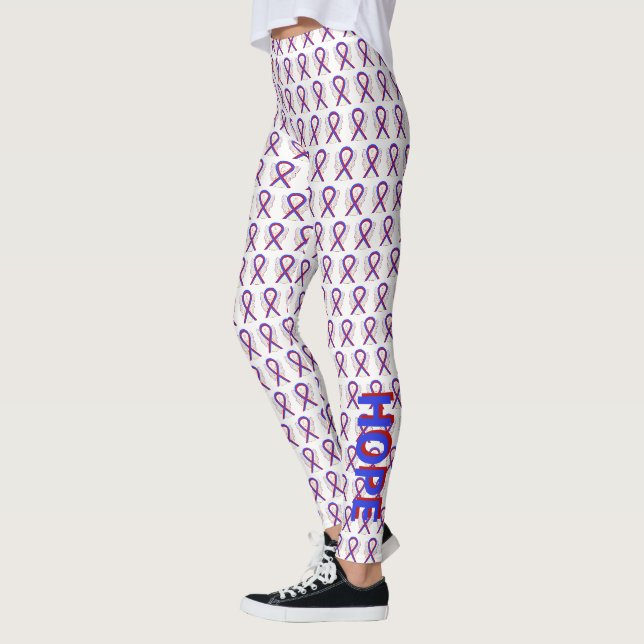 Red and Blue Awareness Ribbon Custom Leggings (Left)