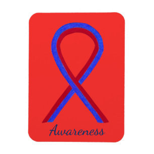 Red and Blue Awareness Ribbon Custom Magnet