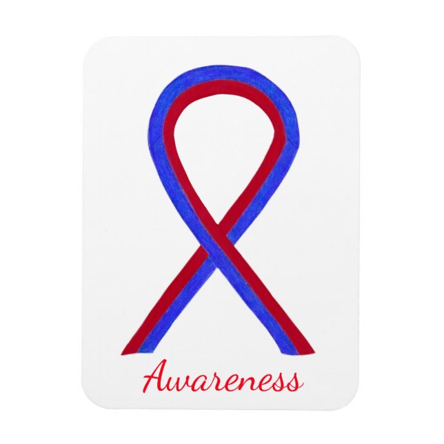 Red and Blue Awareness Ribbon Custom Magnets (Vertical)