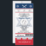 Red and Blue Bar Mitzvah Baseball Ticket Invitation<br><div class="desc">Navy Blue, Red, White and Grey Baseball Ticket with the Star of David for your Bar Mitzvah Invitation. Two football helmets for your initials and centre Star of David in a faded blue colour. If you need a different colour combination or any other design changes please email paula@labellarue.com BEFORE CUSTOMIZING...</div>