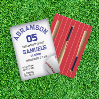 Red and Blue Baseball Birthday Invitation