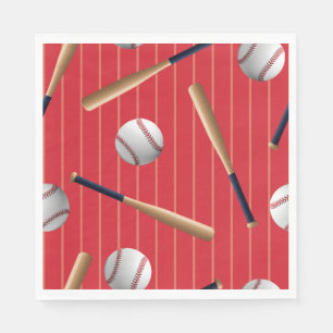 Red and Blue Baseball Birthday  Napkin